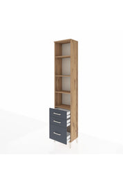 Arges Dolap 4 Raflı 3 Çekmeceli 44x30x221 Çam-Antrasit