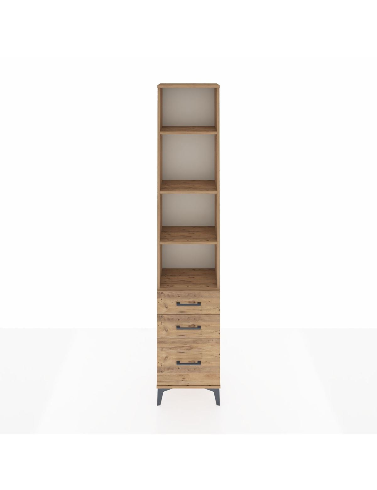 Arges Dolap 4 Raflı 3 Çekmeceli 44x30x221 Çam-Çam