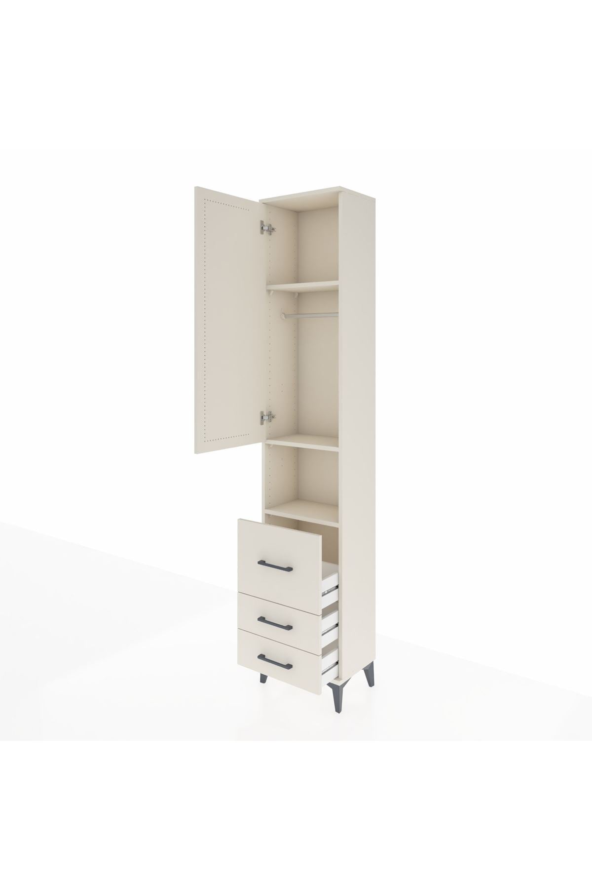 Arges Dolap 3 Raflı 3 Çekmeceli Tek Askılı 44x30x221 Aytaşı-Aytaşı