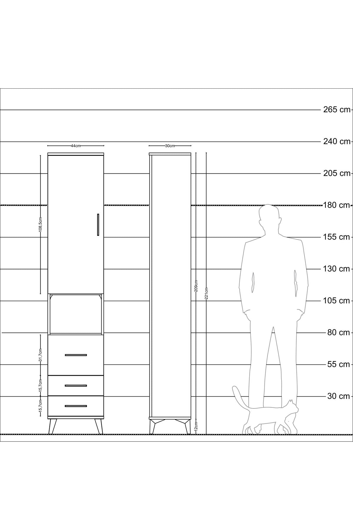 Arges Dolap 3 Raflı 3 Çekmeceli Tek Askılı 44x30x221 Aytaşı-Aytaşı