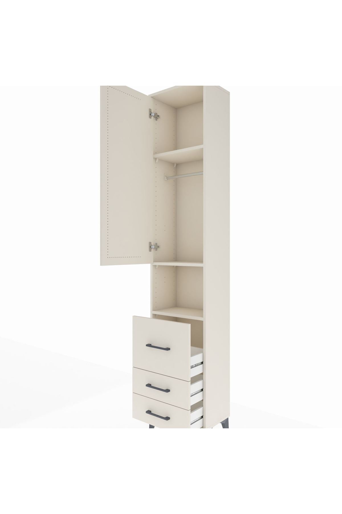 Arges Dolap 3 Raflı 3 Çekmeceli Tek Askılı 44x30x221 Aytaşı-Aytaşı