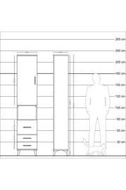 Arges Dolap 3 Raflı 3 Çekmeceli Tek Askılı 44x30x221 Aytaşı-Çam