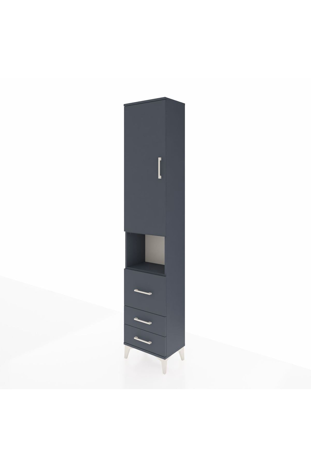 Arges Dolap 3 Raflı 3 Çekmeceli Tek Askılı 44x30x221 Antrasit-Antrasit