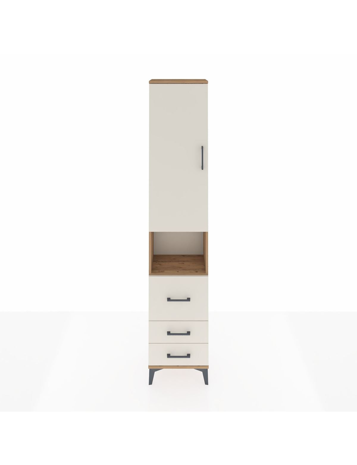 Arges Dolap 3 Raflı 3 Çekmeceli Tek Askılı 44x30x221 Çam-Aytaşı