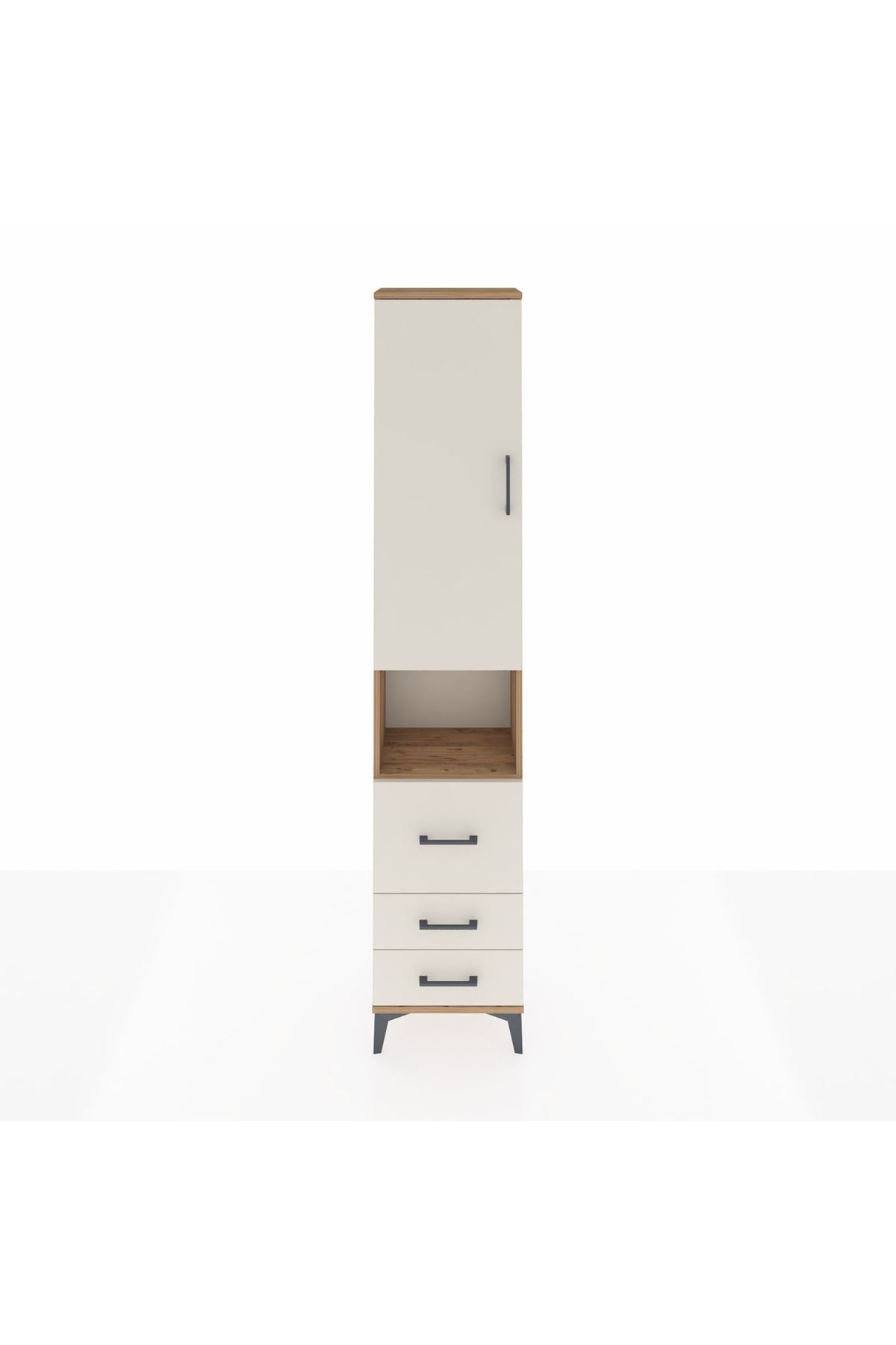 Arges Dolap 3 Raflı 3 Çekmeceli Tek Askılı 44x30x221 Çam-Aytaşı