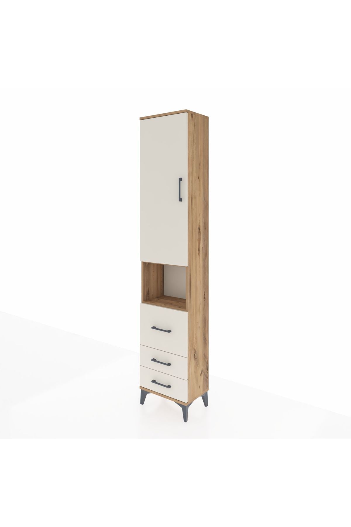 Arges Dolap 3 Raflı 3 Çekmeceli Tek Askılı 44x30x221 Çam-Aytaşı