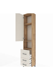 Arges Dolap 3 Raflı 3 Çekmeceli Tek Askılı 44x30x221 Çam-Aytaşı