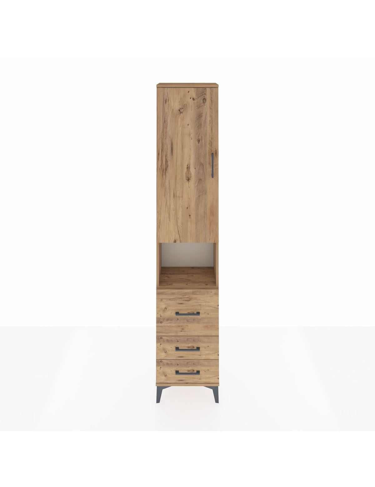 Arges Dolap 3 Raflı 3 Çekmeceli Tek Askılı 44x30x221 Çam-Çam