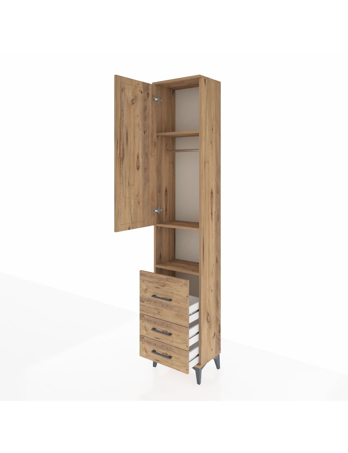 Arges Dolap 3 Raflı 3 Çekmeceli Tek Askılı 44x30x221 - S28M177V9A