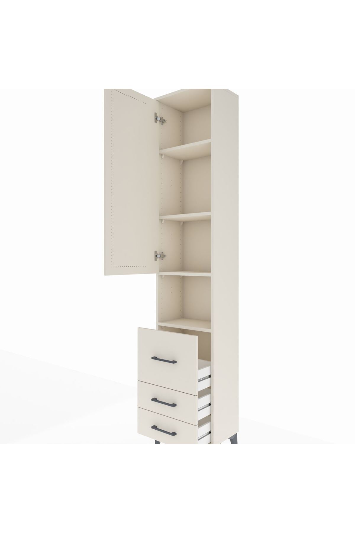 Arges Dolap 4 Raflı 3 Çekmeceli Tek Kapaklı 44x30x221 Aytaşı-Aytaşı