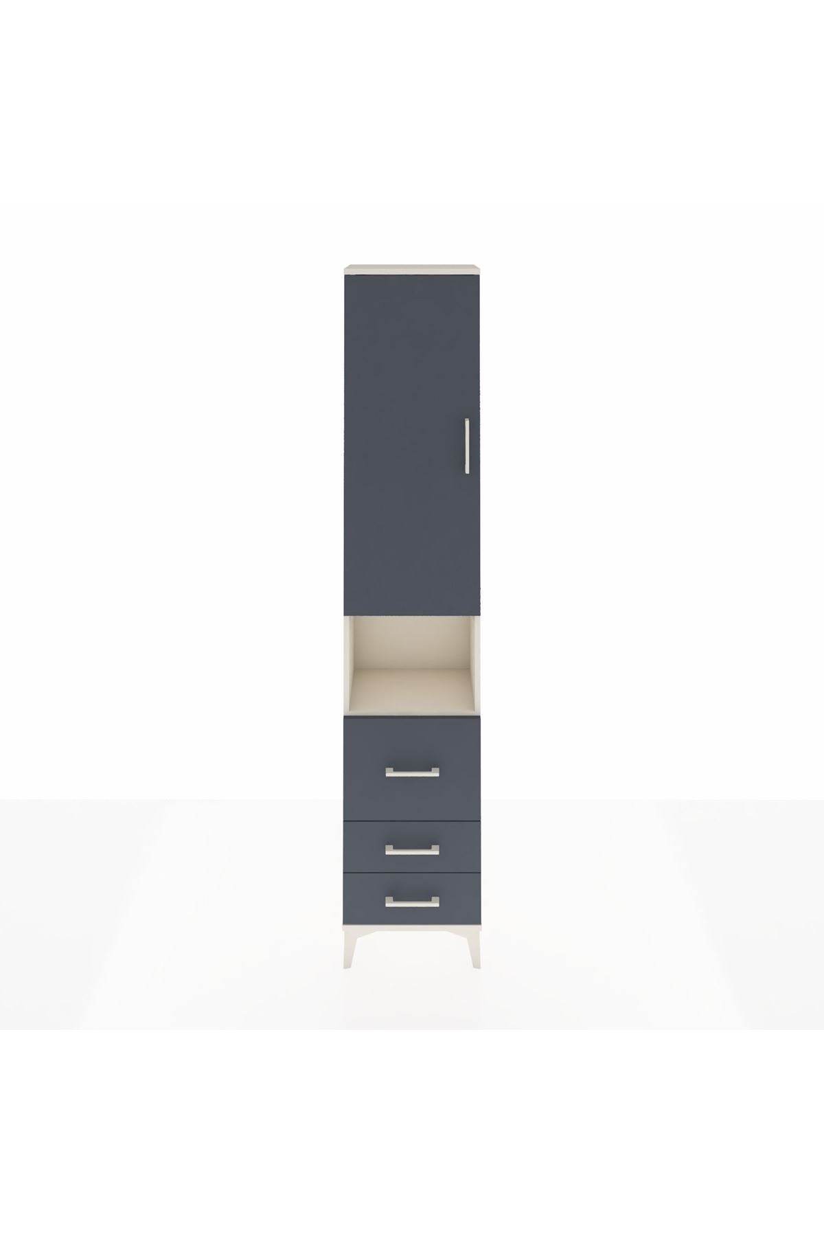 Arges Dolap 4 Raflı 3 Çekmeceli Tek Kapaklı 44x30x221 Aytaşı-Antrasit