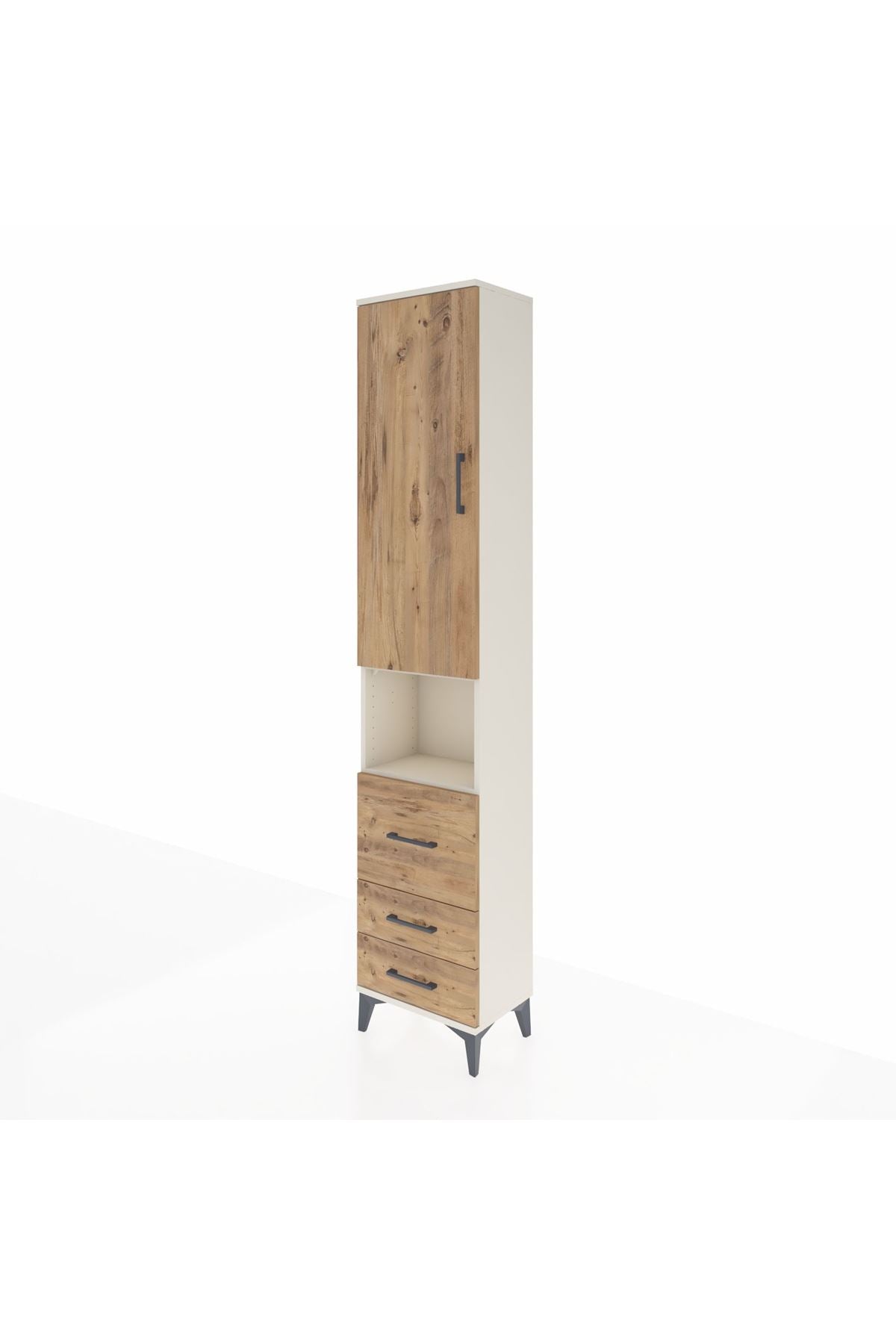 Arges Dolap 4 Raflı 3 Çekmeceli Tek Kapaklı 44x30x221 Aytaşı-Çam