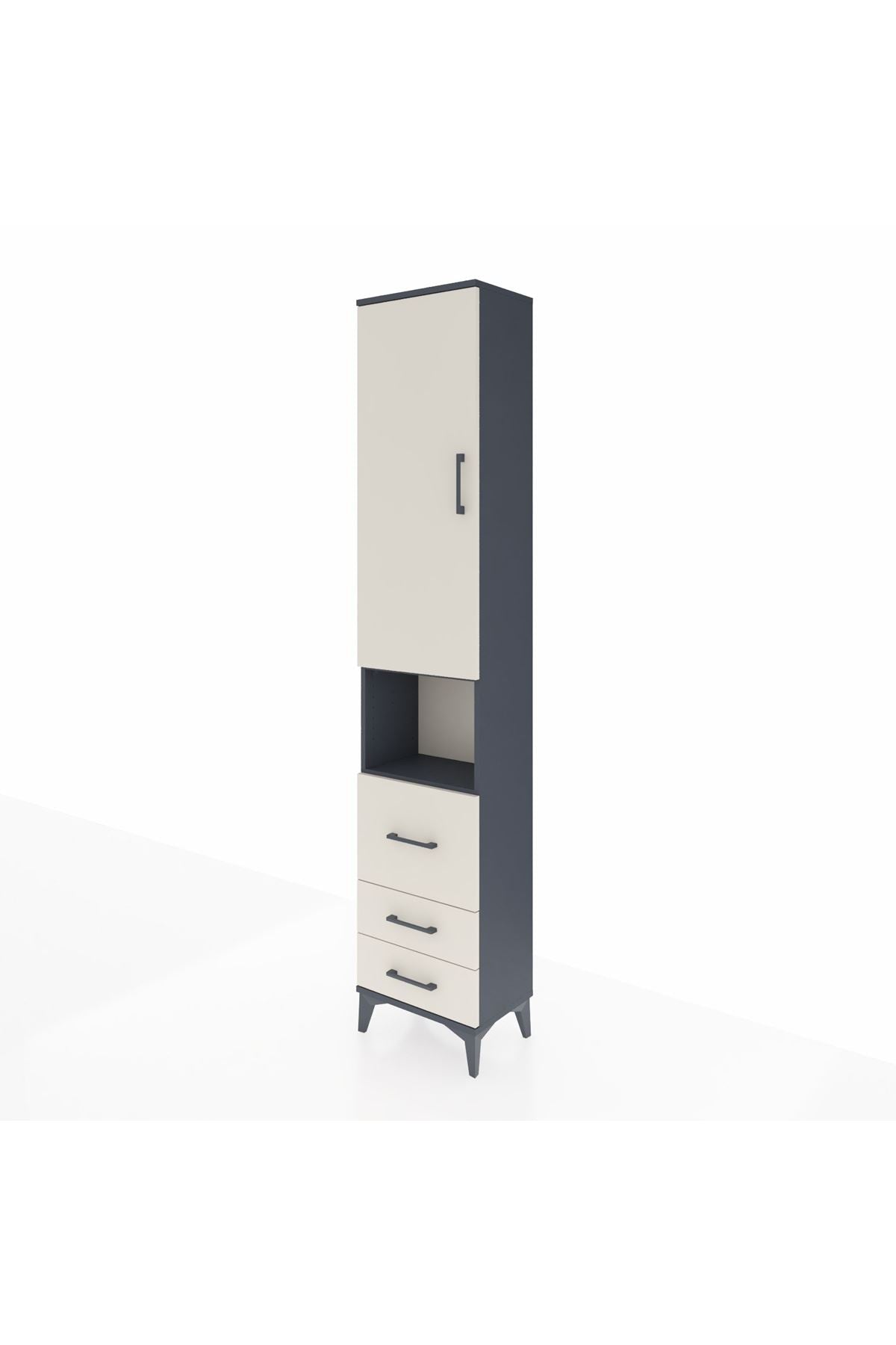 Arges Dolap 4 Raflı 3 Çekmeceli Tek Kapaklı 44x30x221 Antrasit-Aytaşı