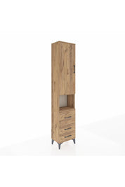 Arges Dolap 4 Raflı 3 Çekmeceli Tek Kapaklı 44x30x221 Çam-Çam