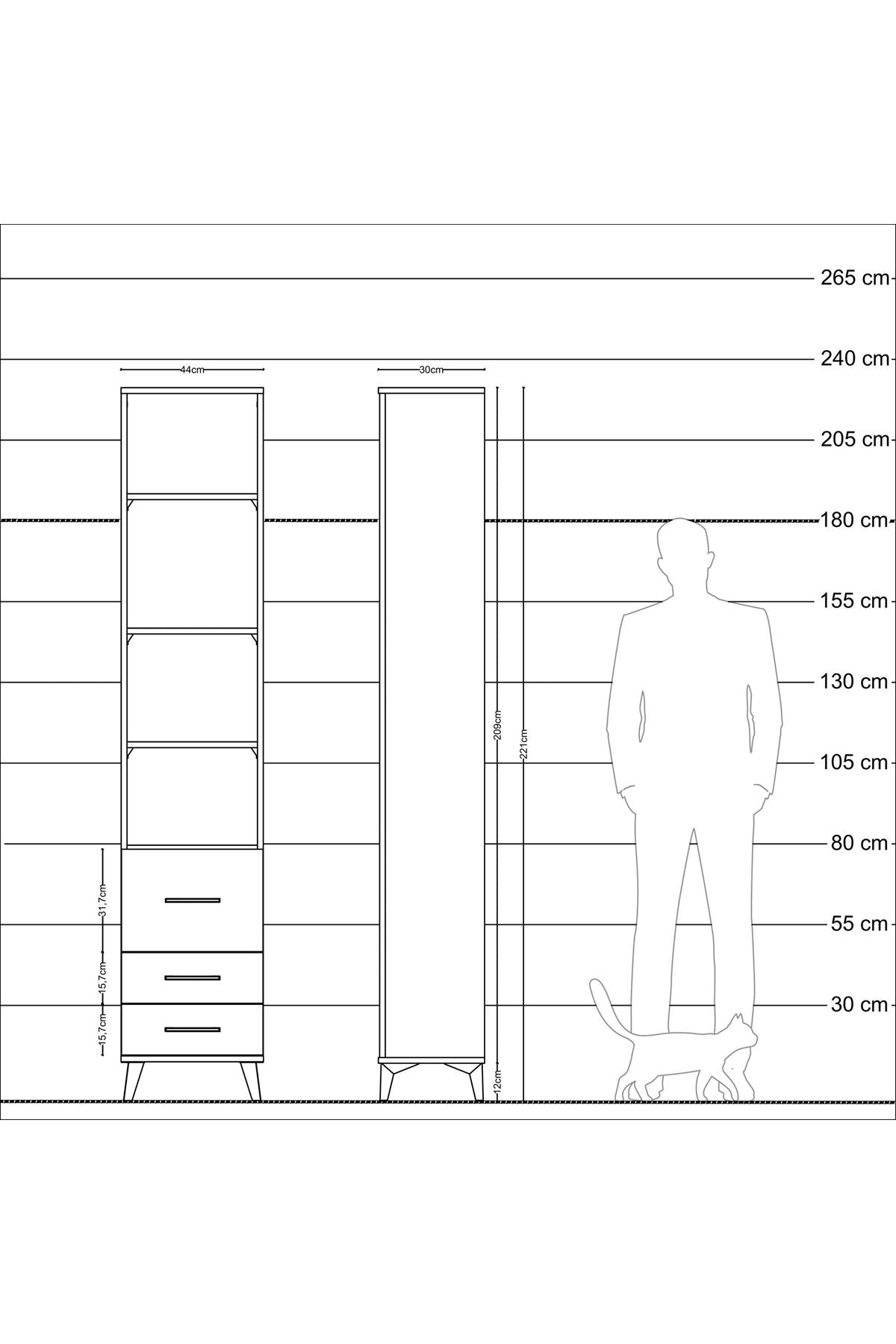 Arges Dolap 4 Raflı 3 Çekmeceli 44x30x221 Aytaşı-Aytaşı