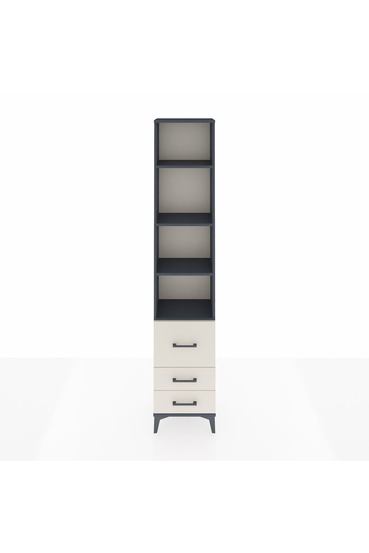 Arges Dolap 4 Raflı 3 Çekmeceli 44x30x221 Antrasit-Aytaşı