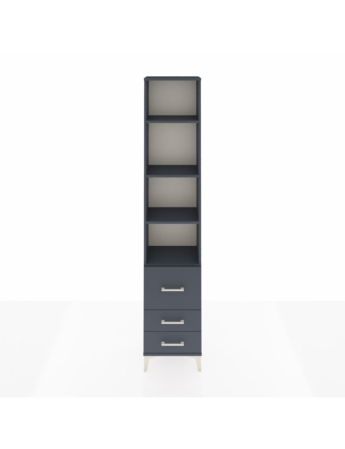 Arges Dolap 4 Raflı 3 Çekmeceli 44x30x221 Antrasit-Antrasit