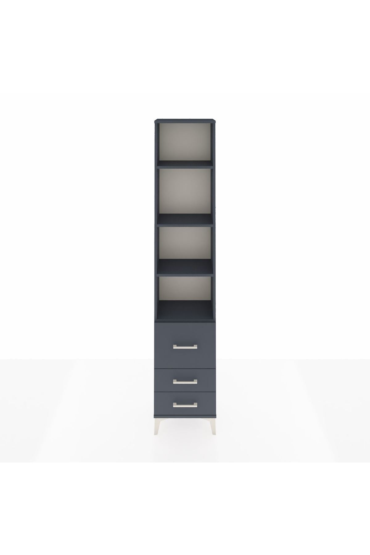 Arges Dolap 4 Raflı 3 Çekmeceli 44x30x221 Antrasit-Antrasit