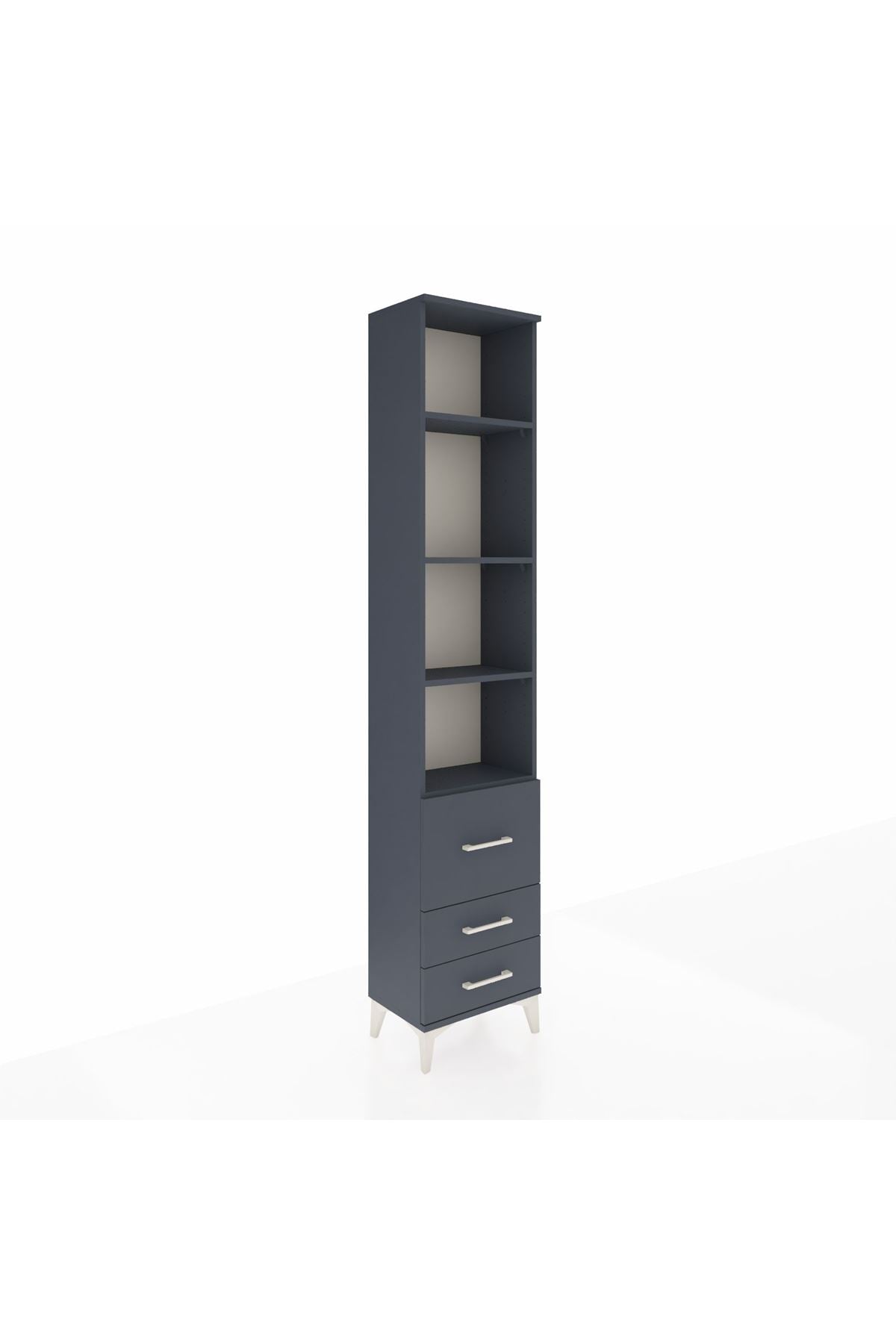 Arges Dolap 4 Raflı 3 Çekmeceli 44x30x221 Antrasit-Antrasit