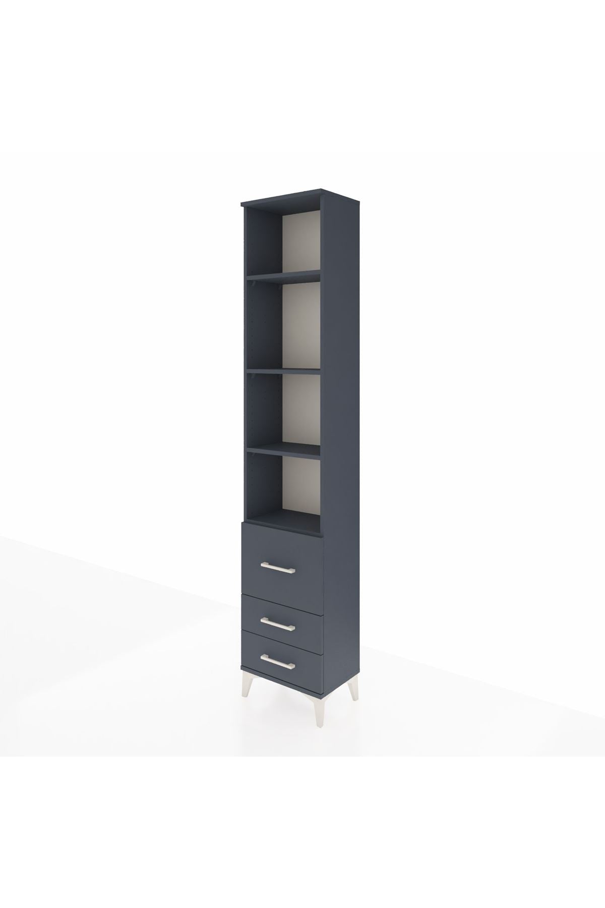 Arges Dolap 4 Raflı 3 Çekmeceli 44x30x221 Antrasit-Antrasit