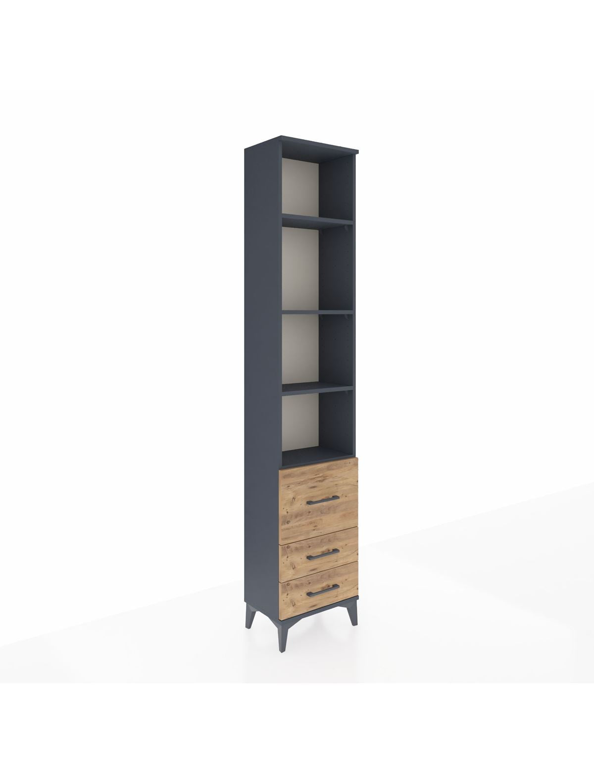 Arges Dolap 4 Raflı 3 Çekmeceli 44x30x221 Antrasit-Çam