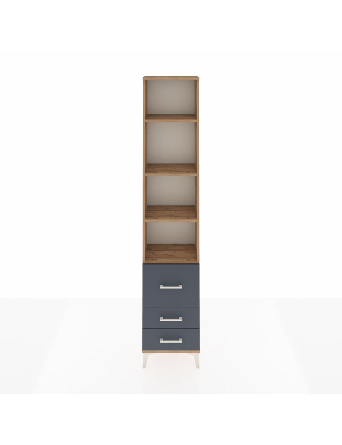 Arges Dolap 4 Raflı 3 Çekmeceli 44x30x221 Çam-Antrasit