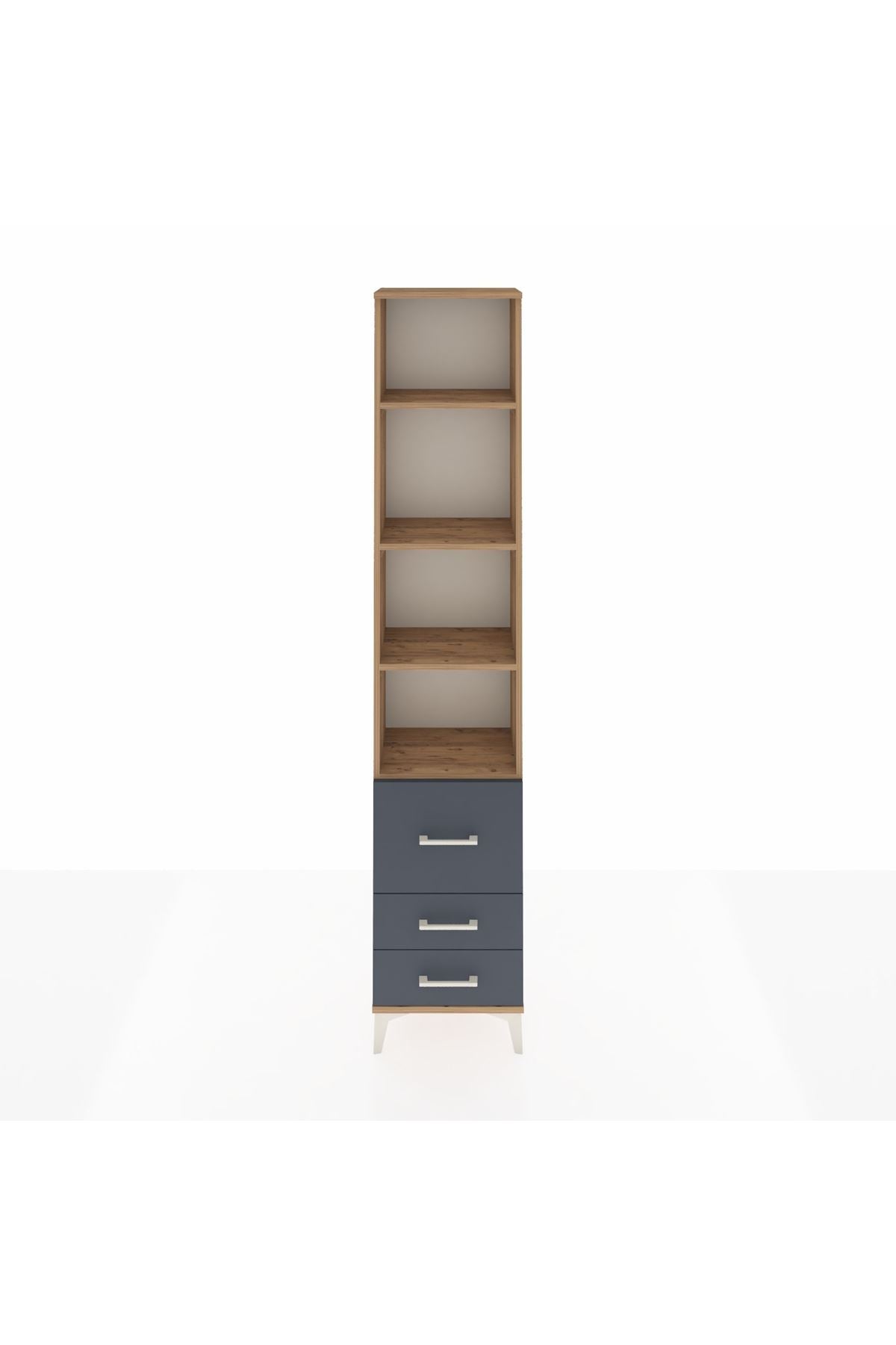 Arges Dolap 4 Raflı 3 Çekmeceli 44x30x221 Çam-Antrasit