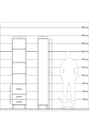 Arges Dolap 4 Raflı 3 Çekmeceli 44x30x221 Çam-Aytaşı