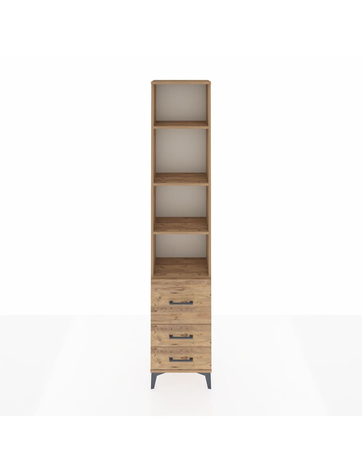 Arges Dolap 4 Raflı 3 Çekmeceli 44x30x221 Çam-Çam