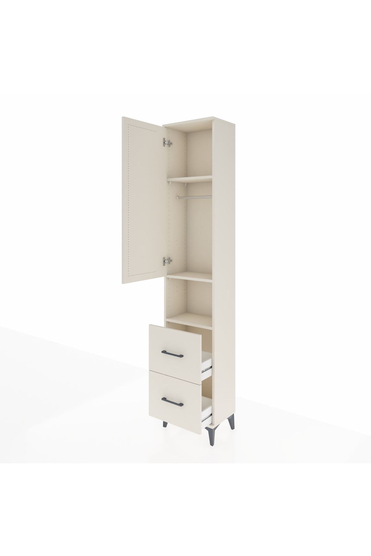 Arges Dolap 3 Raflı 2 Çekmeceli Tek Askılı 44x30x221 Aytaşı-Aytaşı