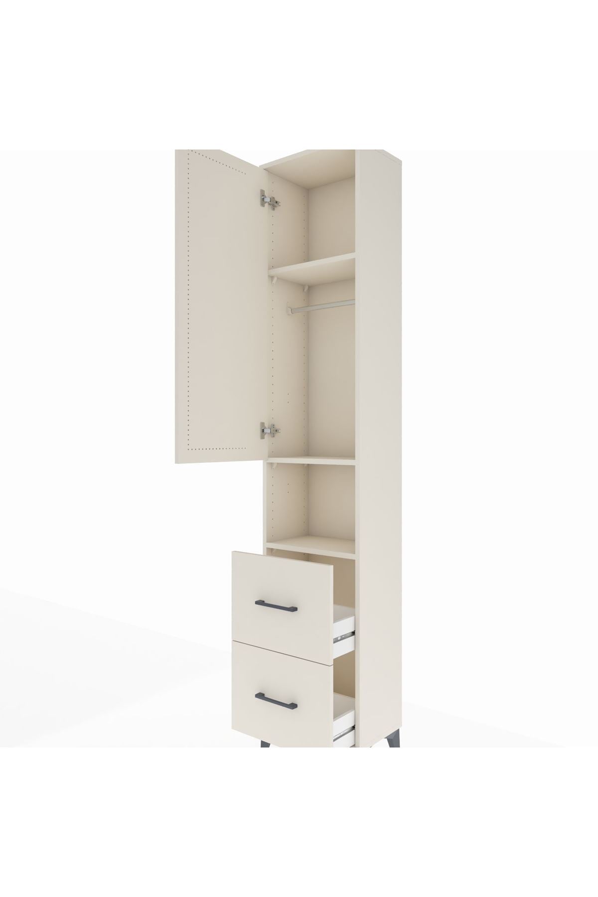 Arges Dolap 3 Raflı 2 Çekmeceli Tek Askılı 44x30x221 Aytaşı-Aytaşı