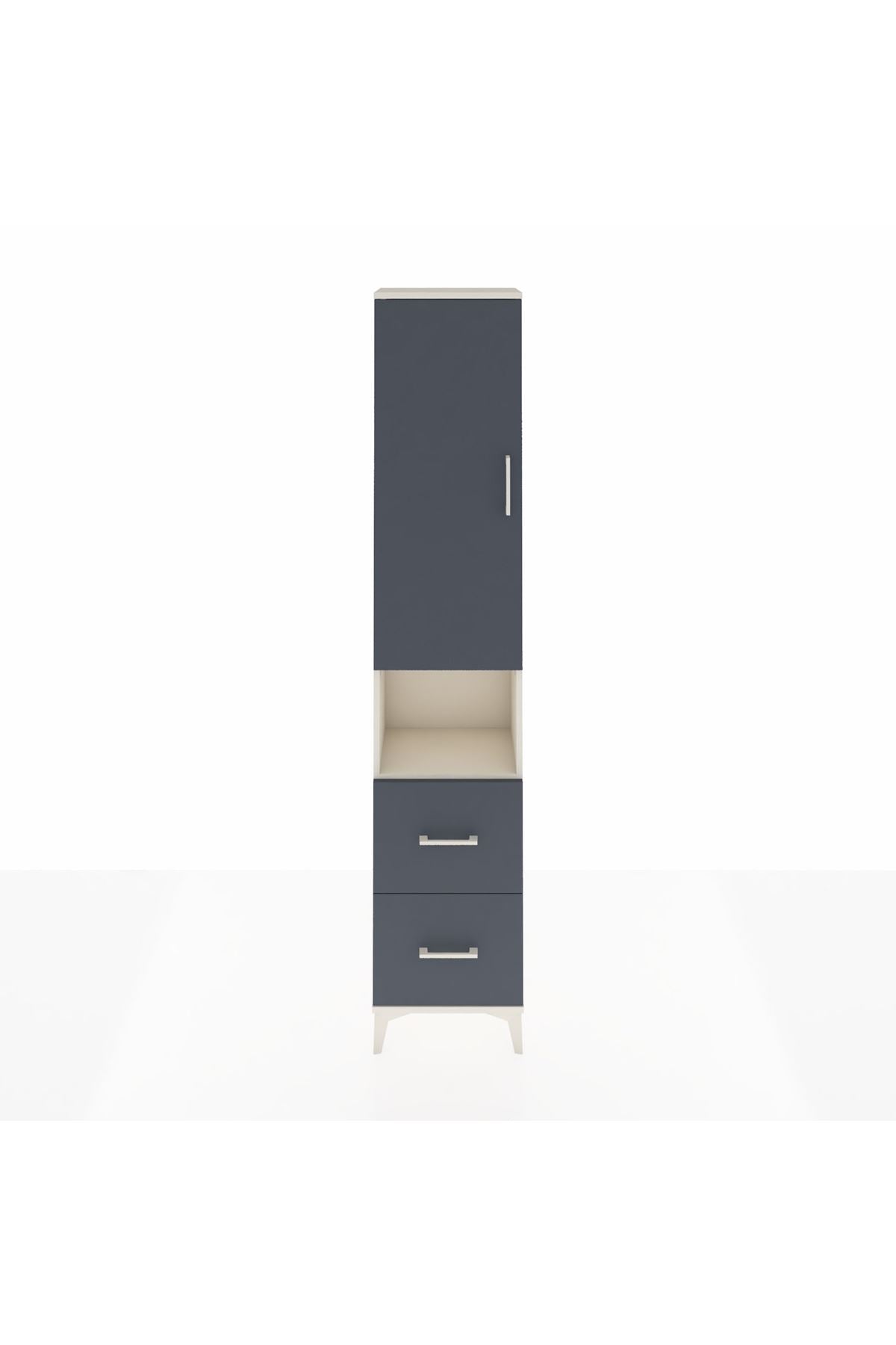 Arges Dolap 3 Raflı 2 Çekmeceli Tek Askılı 44x30x221 Aytaşı-Antrasit