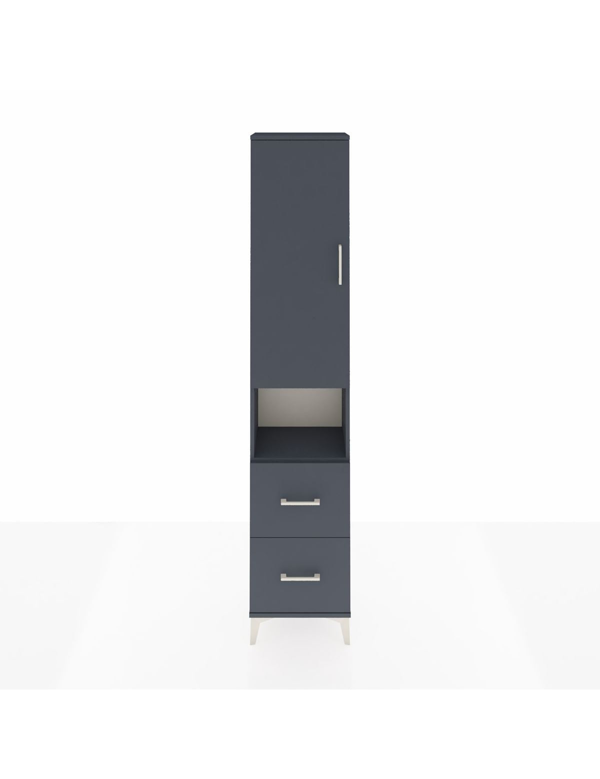 Arges Dolap 3 Raflı 2 Çekmeceli Tek Askılı 44x30x221 Antrasit-Antrasit