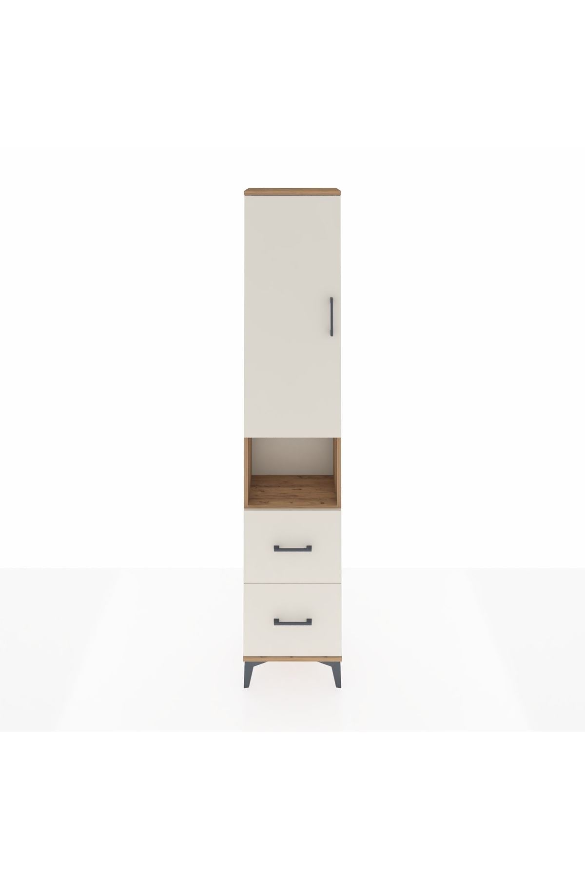 Arges Dolap 3 Raflı 2 Çekmeceli Tek Askılı 44x30x221 Çam-Aytaşı