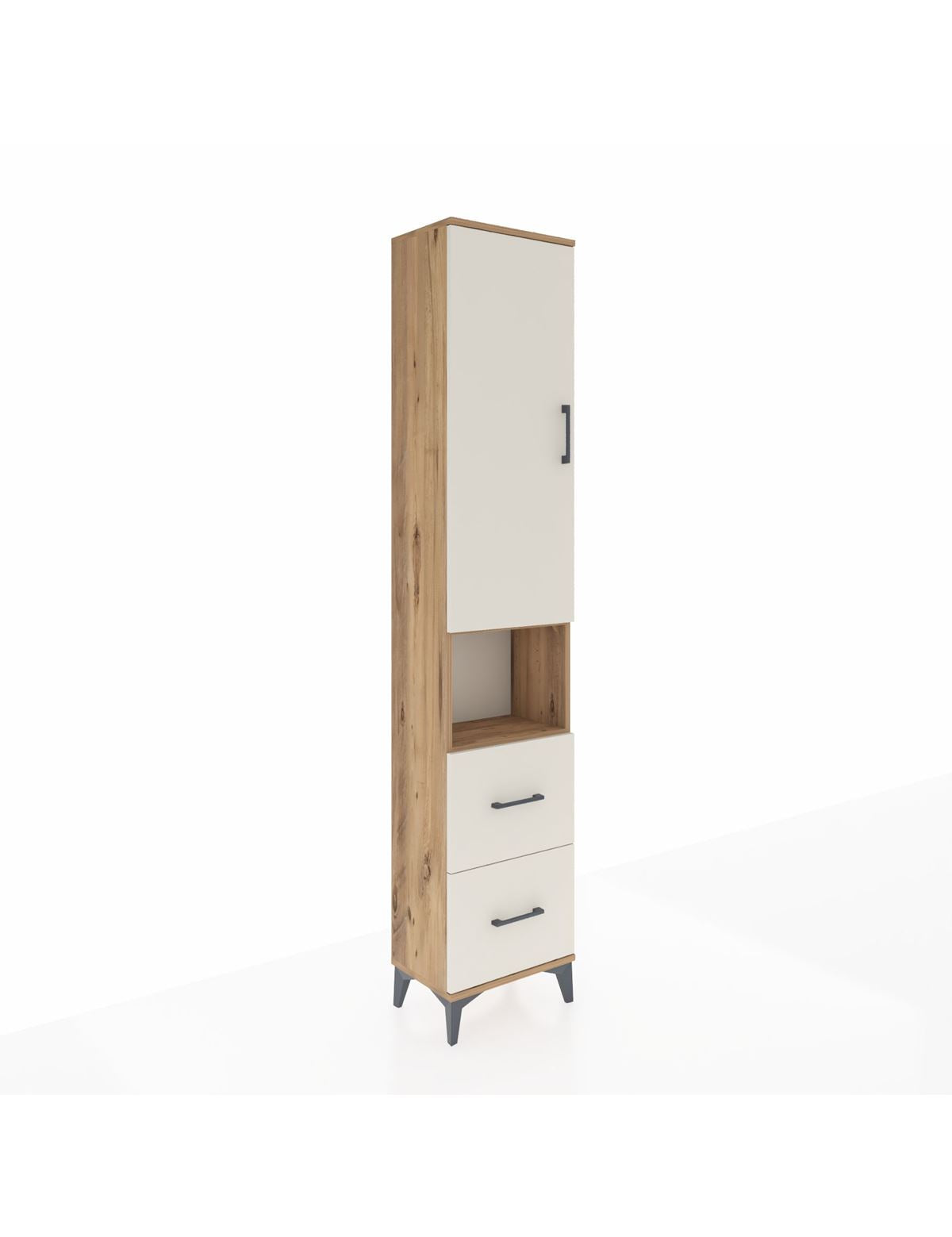 Arges Dolap 3 Raflı 2 Çekmeceli Tek Askılı 44x30x221 Çam-Aytaşı