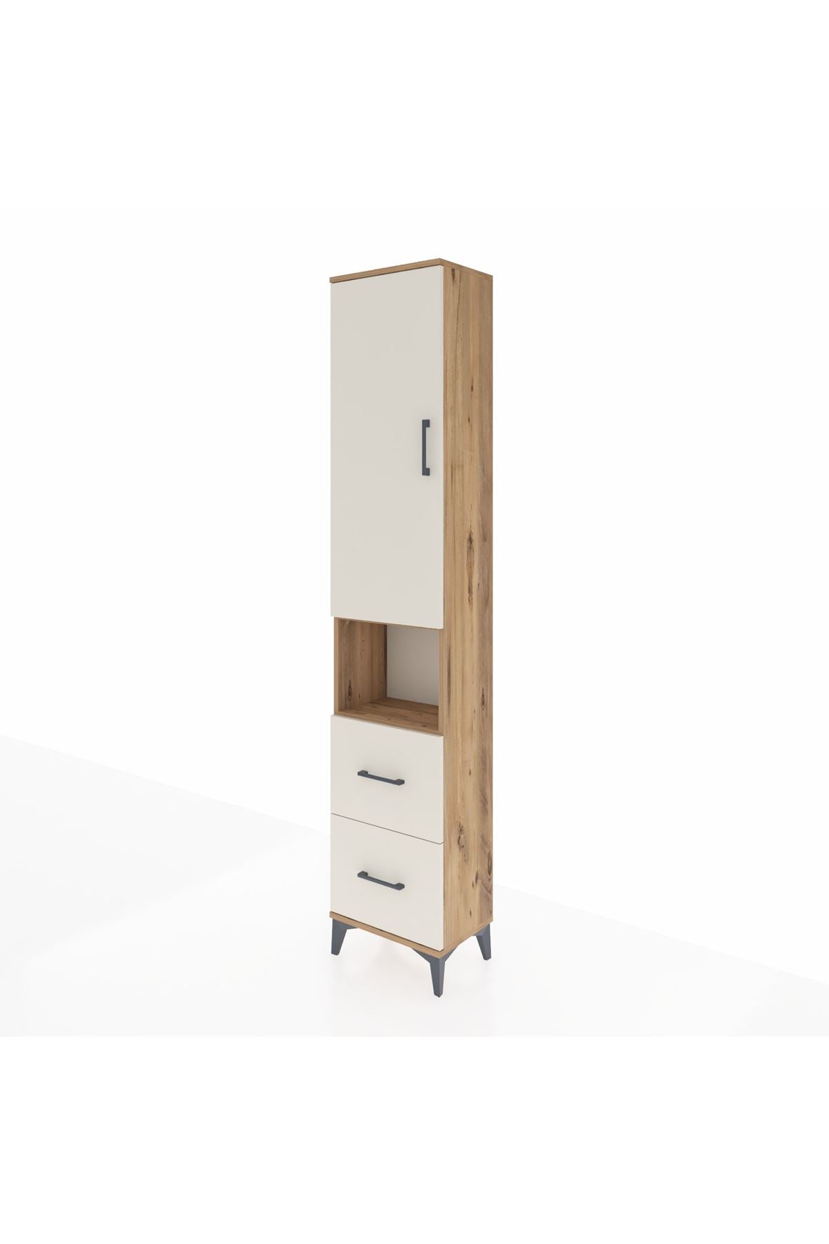 Arges Dolap 3 Raflı 2 Çekmeceli Tek Askılı 44x30x221 Çam-Aytaşı