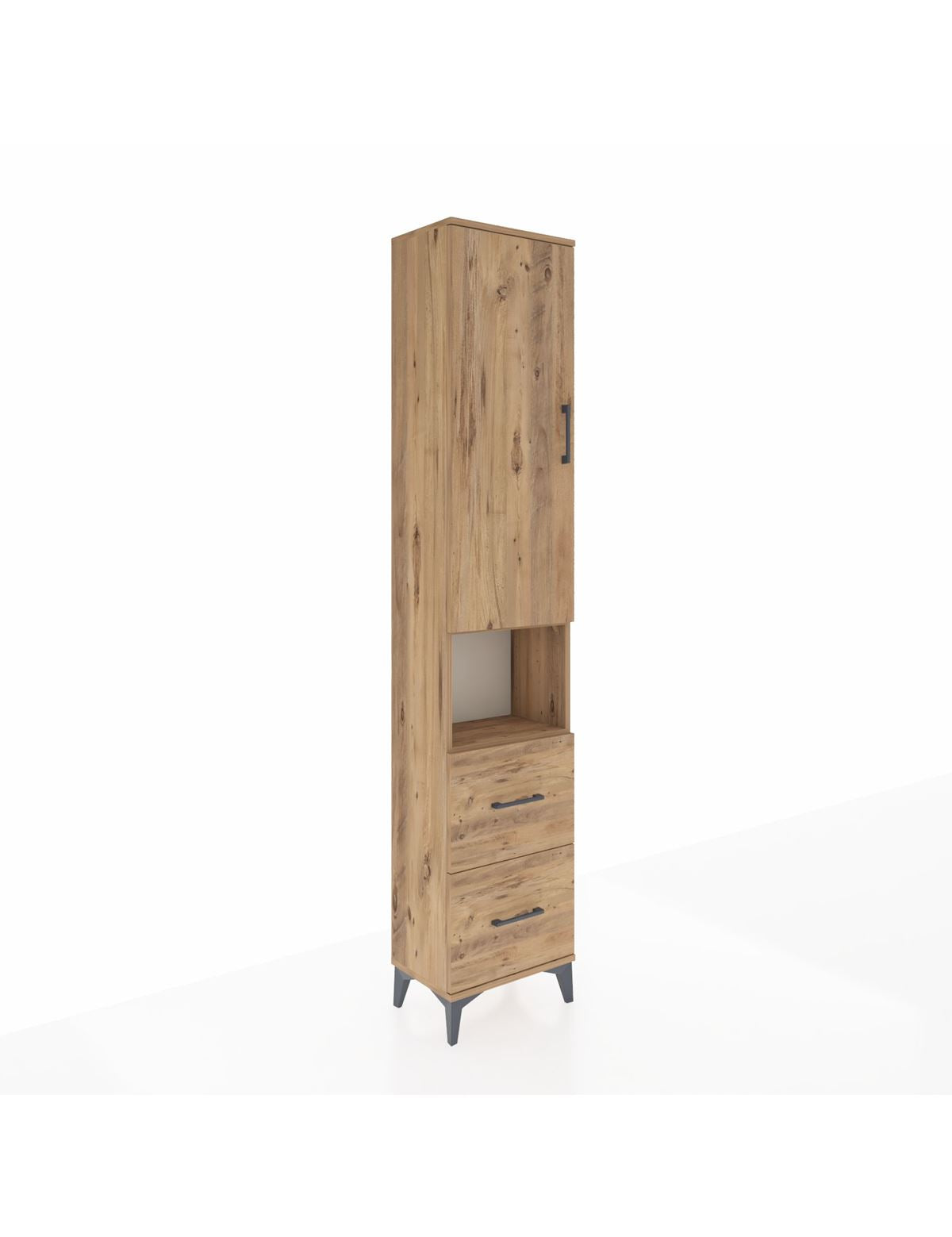 Arges Dolap 3 Raflı 2 Çekmeceli Tek Askılı 44x30x221 Çam-Çam