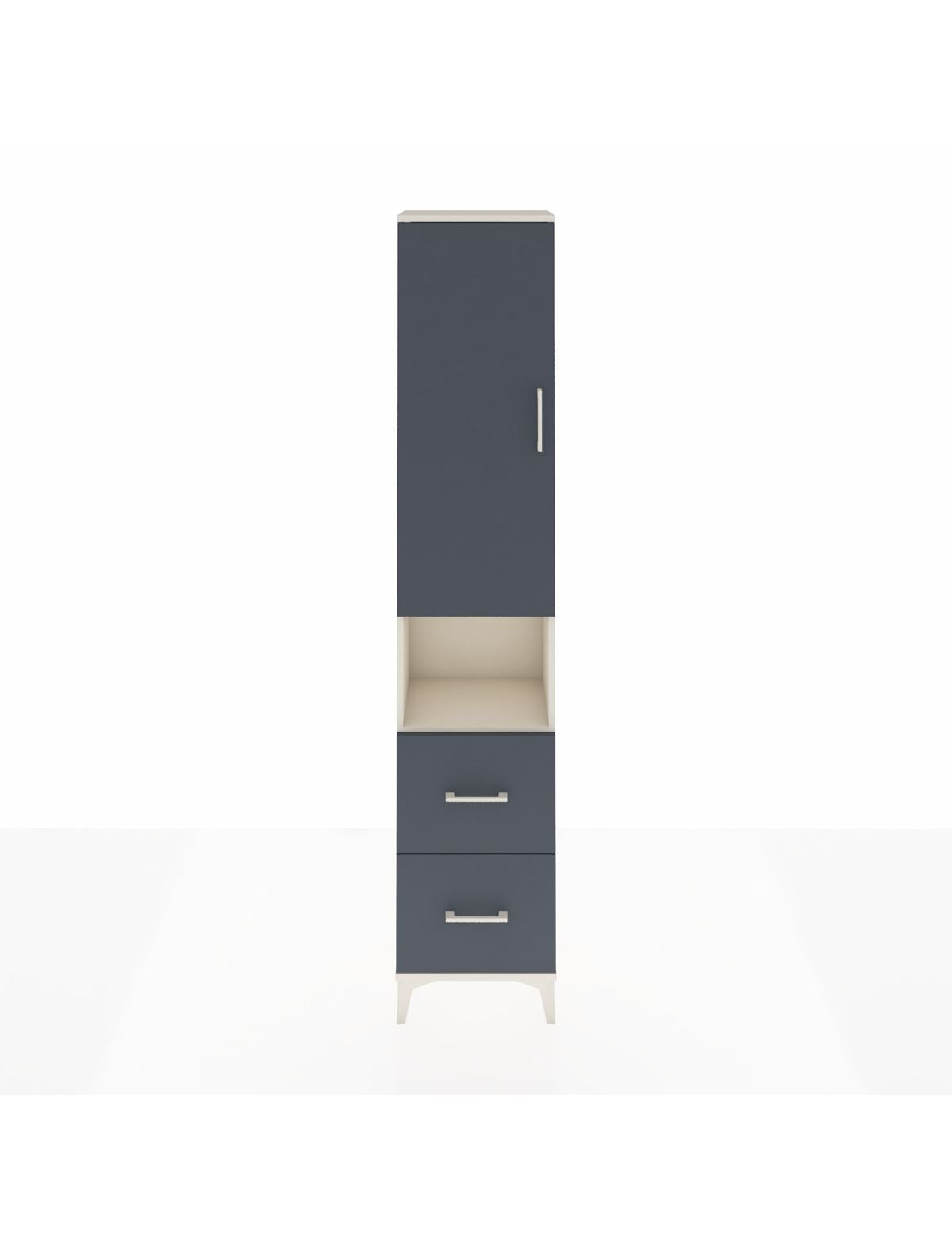 Arges Dolap 4 Raflı 2 Çekmeceli Tek Kapaklı 44x30x221 Aytaşı-Antrasit