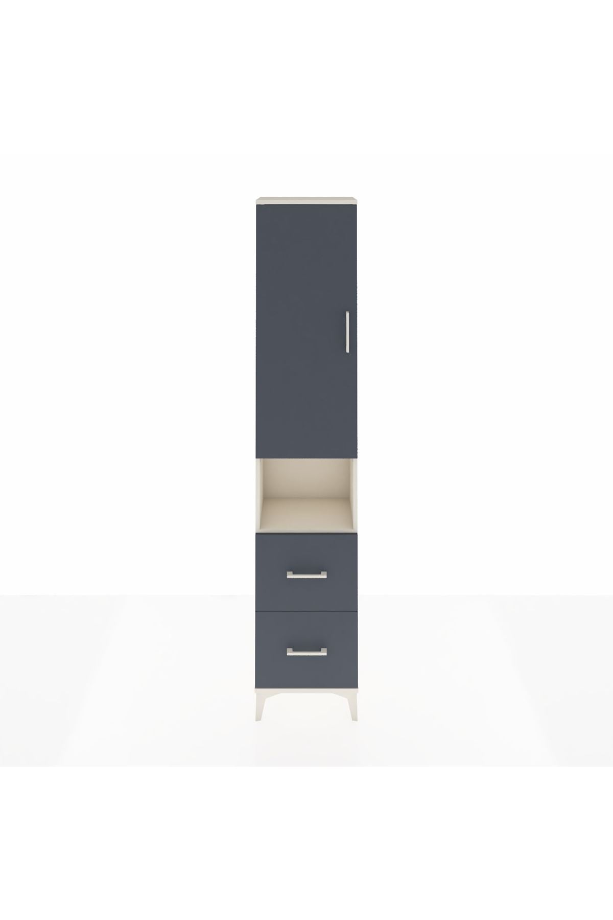 Arges Dolap 4 Raflı 2 Çekmeceli Tek Kapaklı 44x30x221 Aytaşı-Antrasit