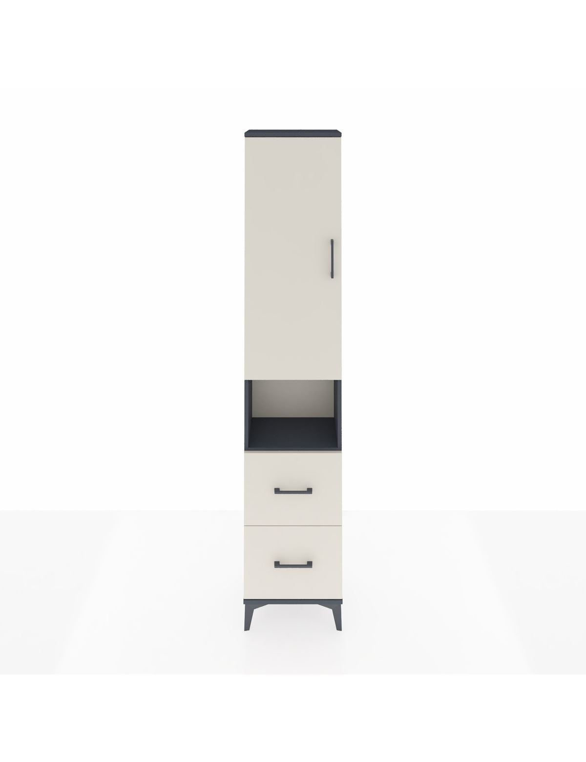 Arges Dolap 4 Raflı 2 Çekmeceli Tek Kapaklı 44x30x221 Antrasit-Aytaşı