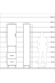 Arges Dolap 4 Raflı 2 Çekmeceli Tek Kapaklı 44x30x221 Aytaşı-Çam