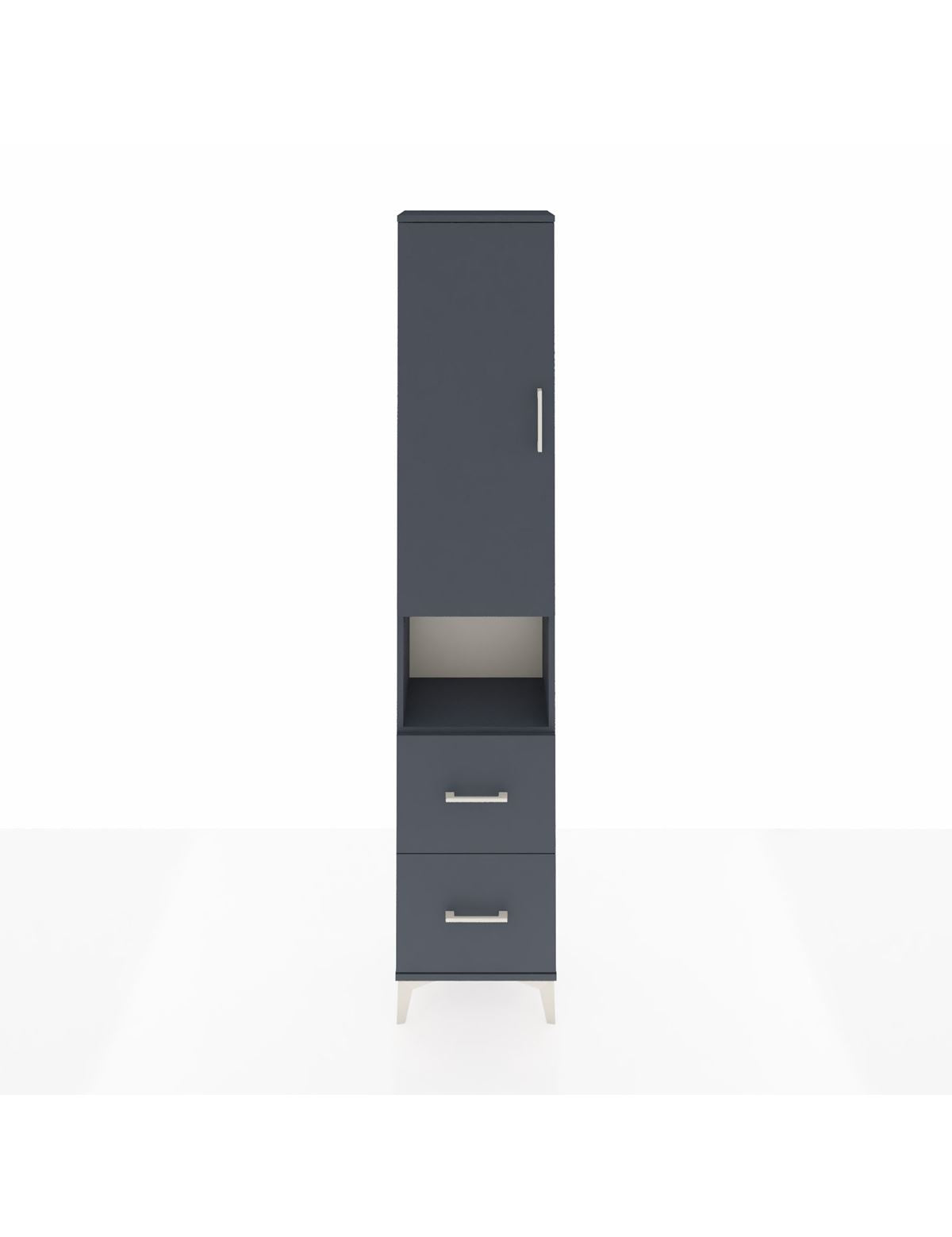 Arges Dolap 4 Raflı 2 Çekmeceli Tek Kapaklı 44x30x221 Antrasit-Antrasit