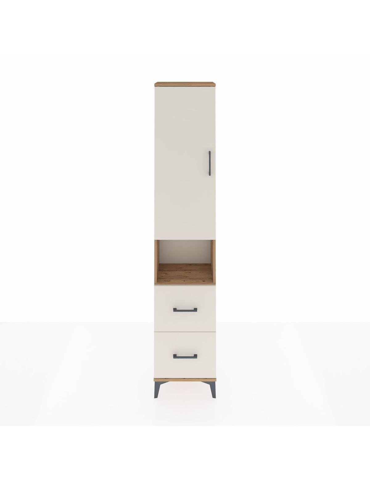 Arges Dolap 4 Raflı 2 Çekmeceli Tek Kapaklı 44x30x221 Çam-Aytaşı