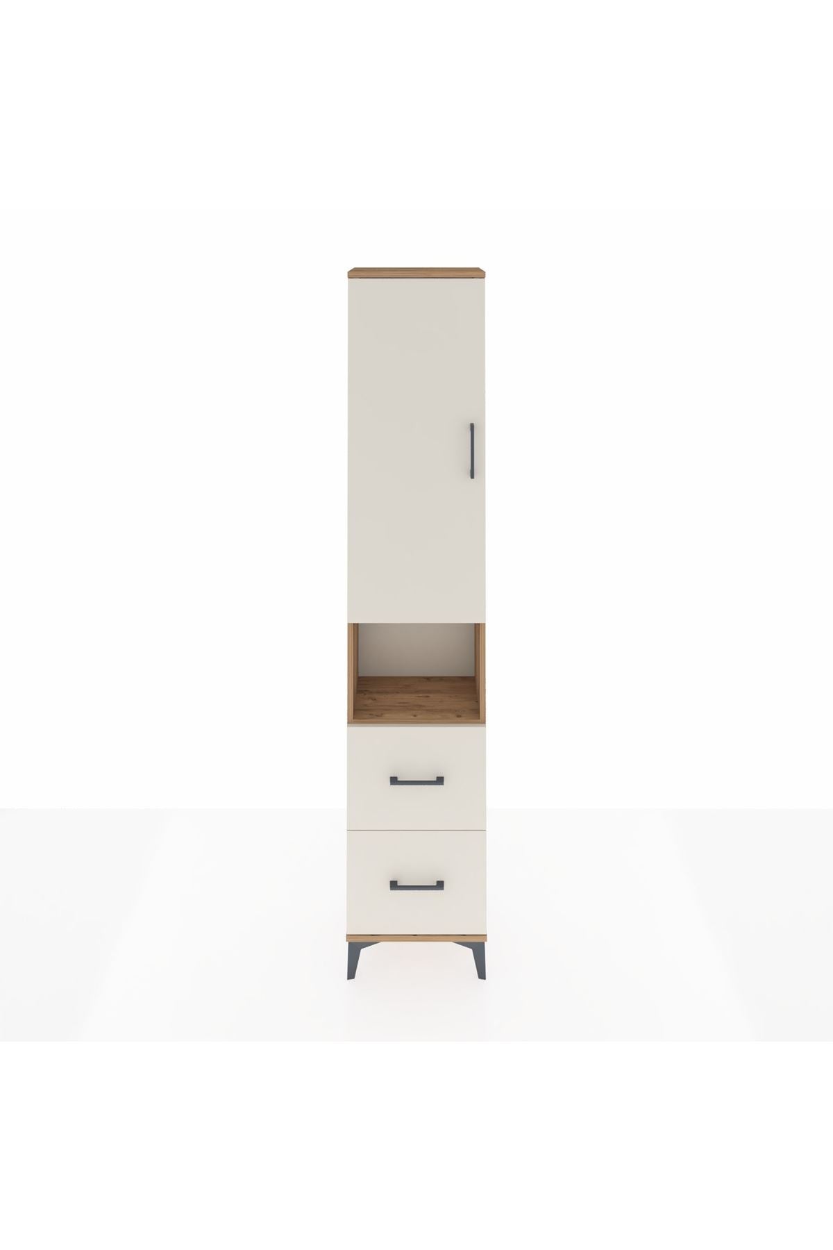 Arges Dolap 4 Raflı 2 Çekmeceli Tek Kapaklı 44x30x221 Çam-Aytaşı