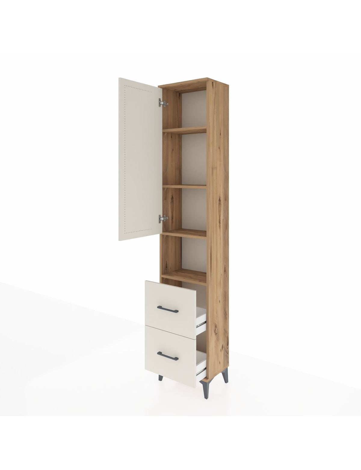 Arges Dolap 4 Raflı 2 Çekmeceli Tek Kapaklı 44x30x221 - S28M181V7A