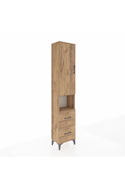 Arges Dolap 4 Raflı 2 Çekmeceli Tek Kapaklı 44x30x221 Çam-Çam