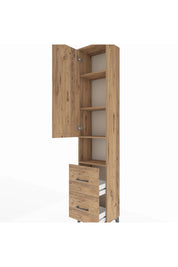 Arges Dolap 4 Raflı 2 Çekmeceli Tek Kapaklı 44x30x221 Çam-Çam