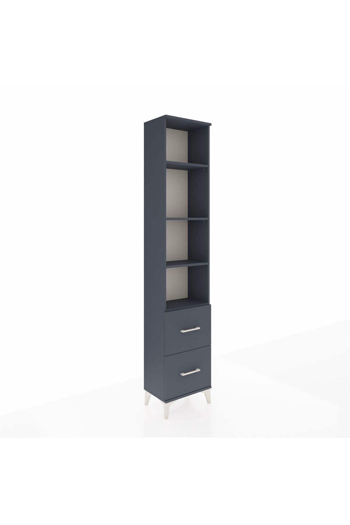 Arges Dolap 4 Raflı 2 Çekmeceli 44x30x221 Antrasit-Antrasit