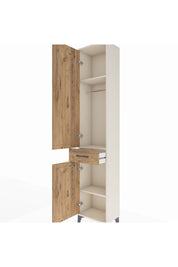 Arges Dolap 3 Raflı Tek Çekmeceli Tek Askılı 44x30x221 Aytaşı-Çam