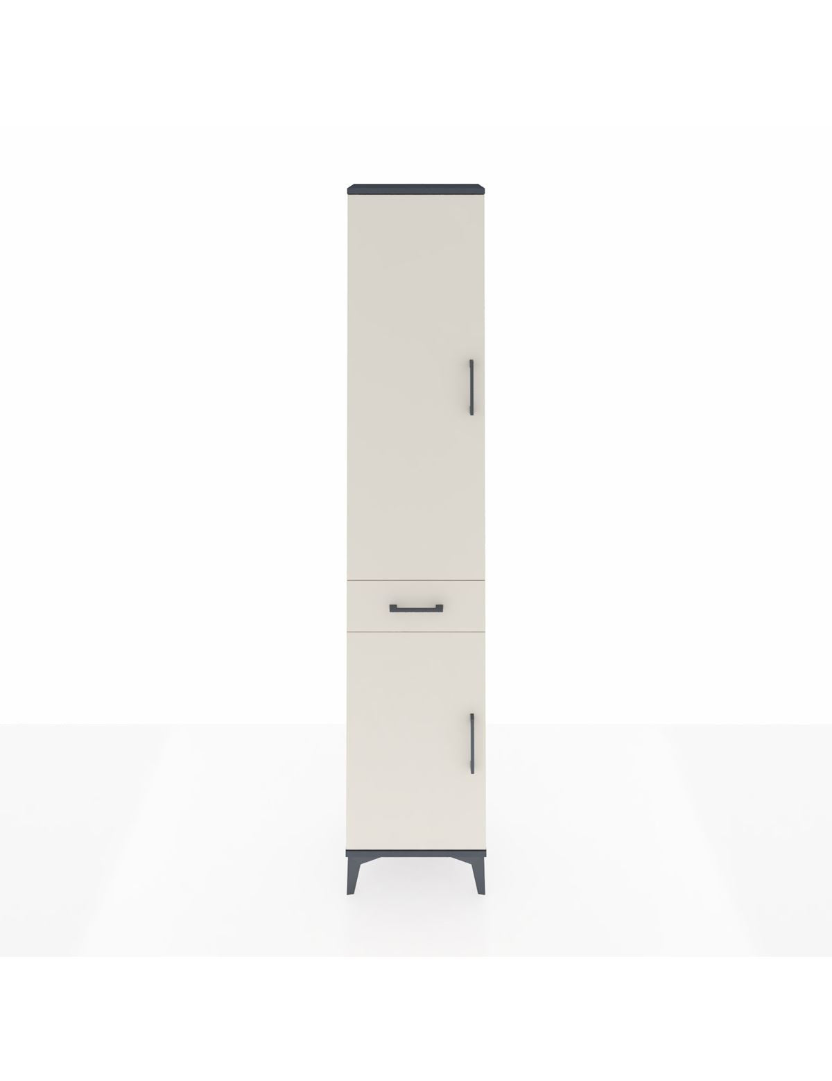 Arges Dolap 3 Raflı Tek Çekmeceli Tek Askılı 44x30x221 Antrasit-Aytaşı